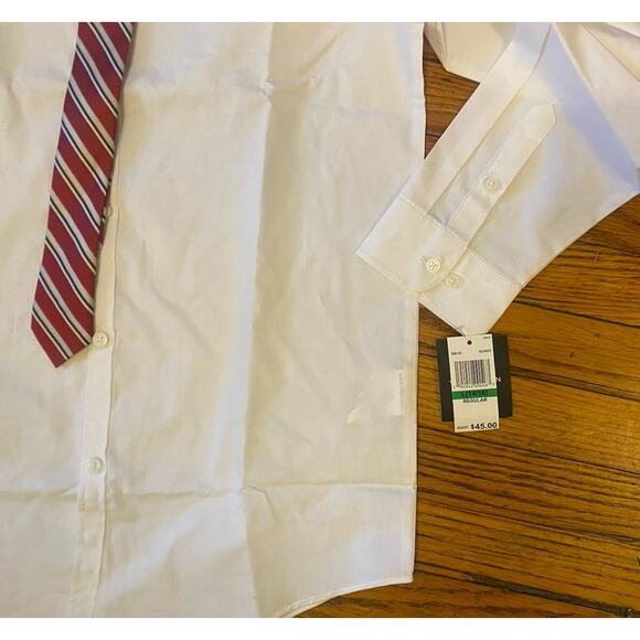 NWT Van Heusen White Button Up With Tie Boys L 14/16 White - Picture 3 of 5